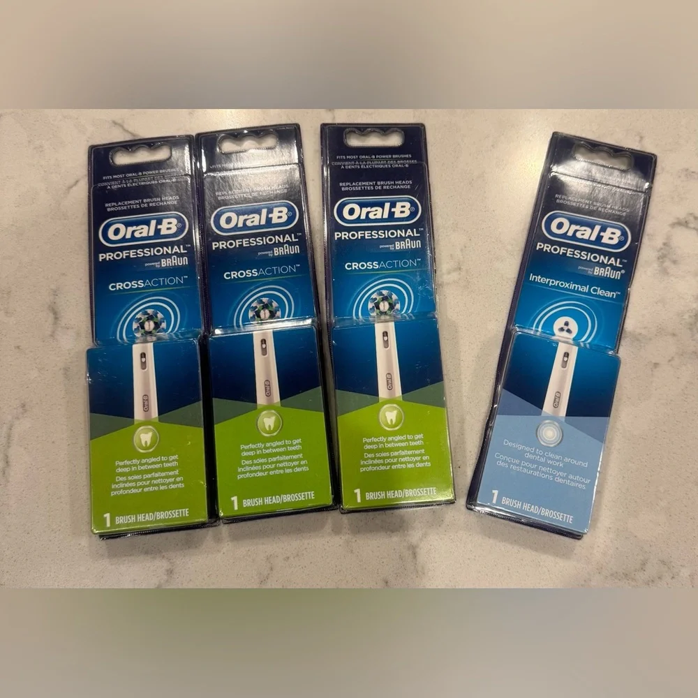 Oral B Bundle Professional Cross Action And Interproximal Brush Heads SEALED NEW